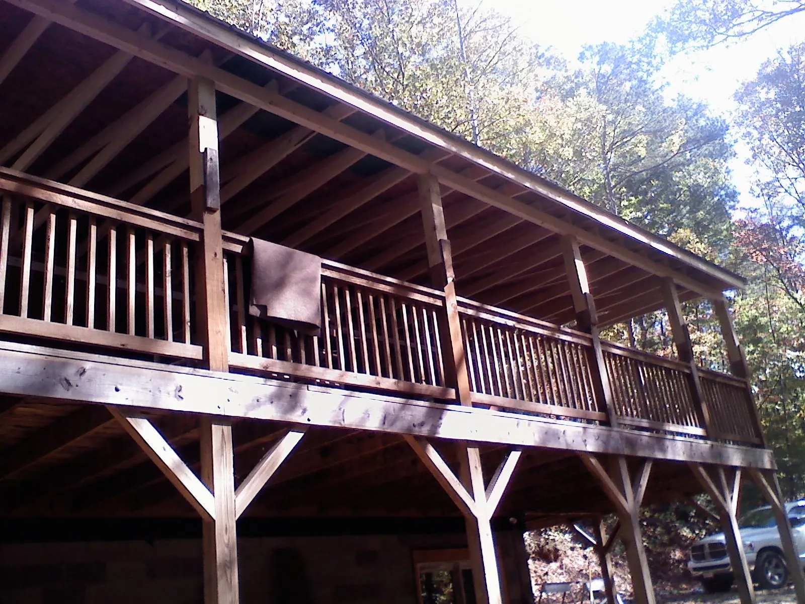 Timber framing under a new elevated porch and deck — Roof Leak Repair in Greencastle by Roofing Brothers